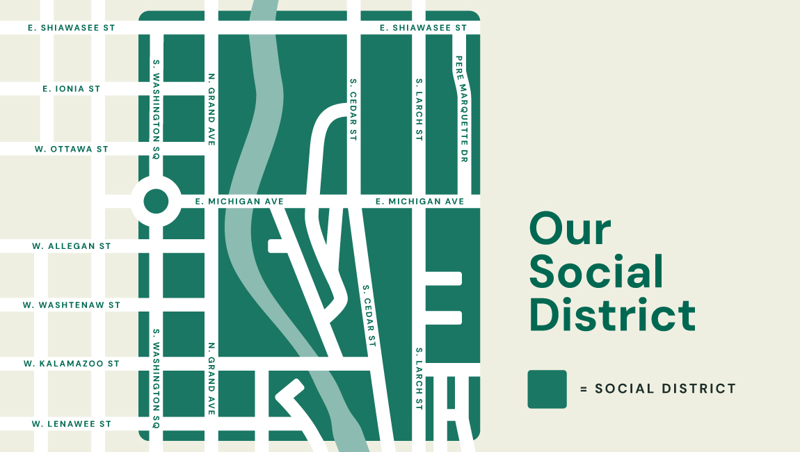 Our Social District - map showing the boundaries of the social district
