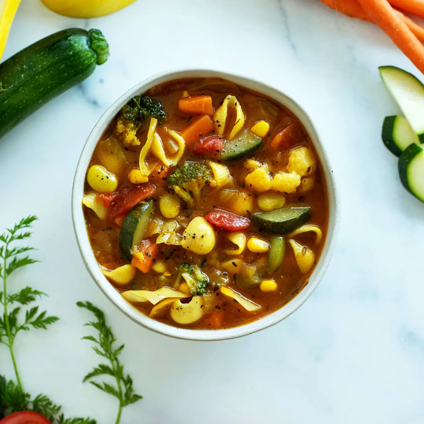 A bowl of soup on a table