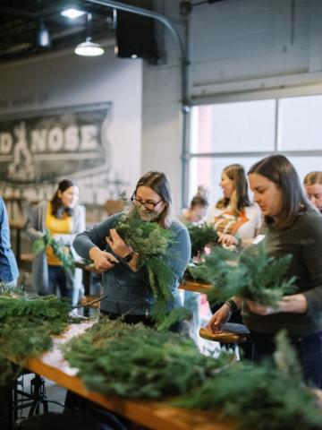 Winter Wreath Workshop participants 