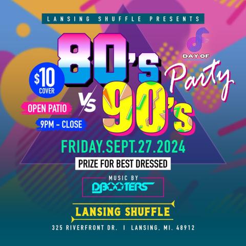 80s 90s Dance Party and Costume Contest flyer