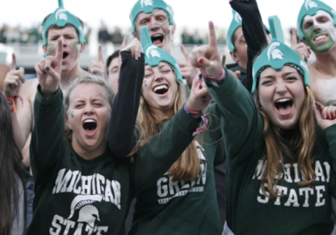 MSU spartan fans cheer