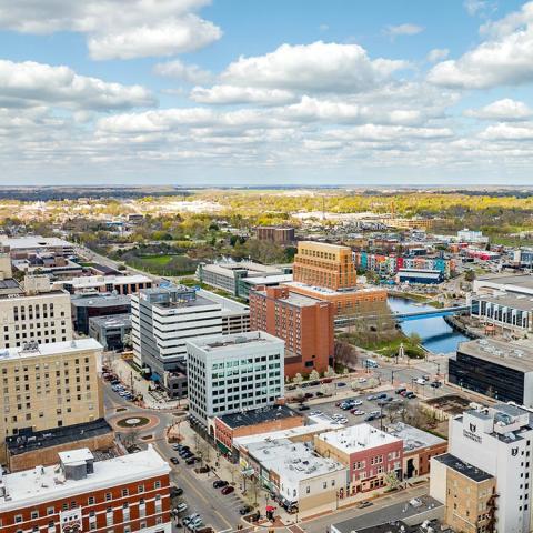 Aerial view of downtown